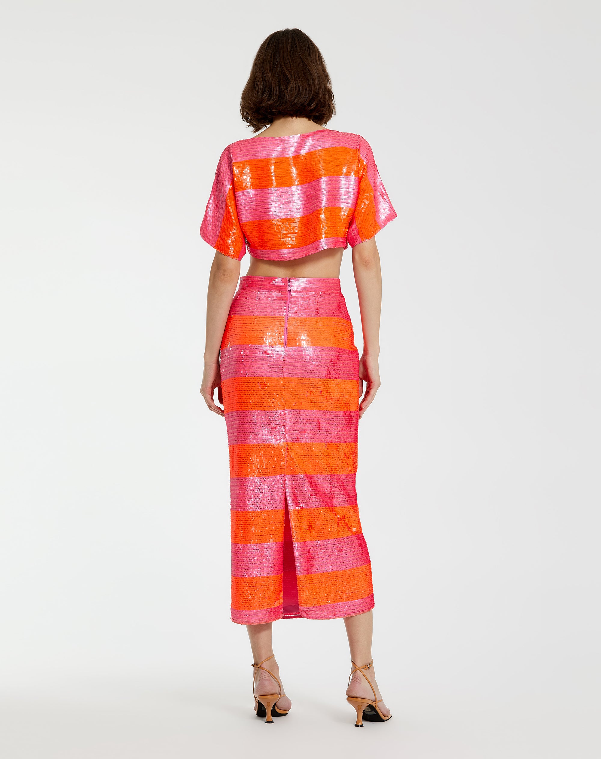 Shop Sequin Striped Classic Midi Pencil Skirt Online